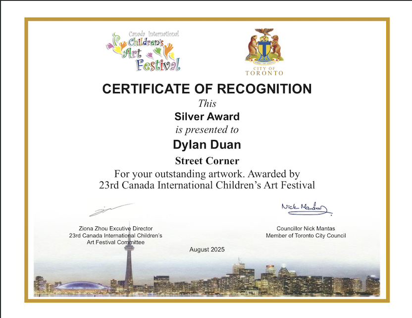 Silver Award Certificate — Street Corner 2025